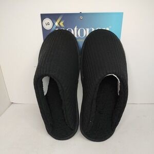Isotoner Womens Slippers Black Slip-on  Hard Sole Washable House Shoes